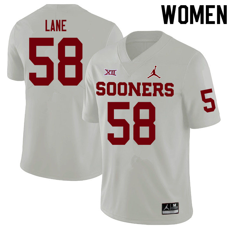 Women #58 Ethan Lane Oklahoma Sooners College Football Jerseys Sale-White - Click Image to Close